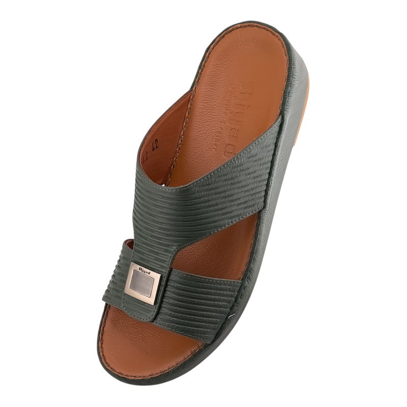 AJYAD Handmade Arabic Sandals For Men | Outdoor Mens Slippers | Everyday Flip Flops Open Toe | Arabic Genuine Shamwa Leather | New Design | Tan Footbed | Comfortable & LightWeight - Image 3